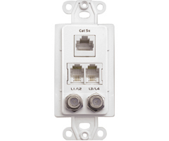 CHANNEL PLUS WP W PDC Data Telephone Coaxial QuickConnection Decora Wall Plate White