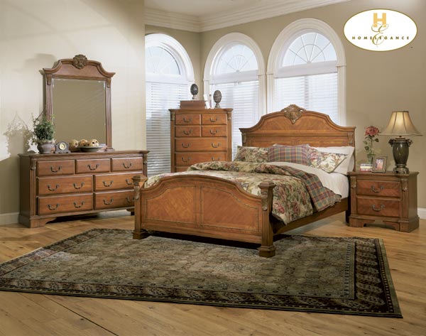 Home Elegance Traditional 2 Drawer Nightstand Crafted in Cherry Warm Cognac fini
