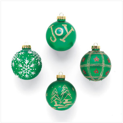 SET OF FOUR GLASS ORNAMENTS