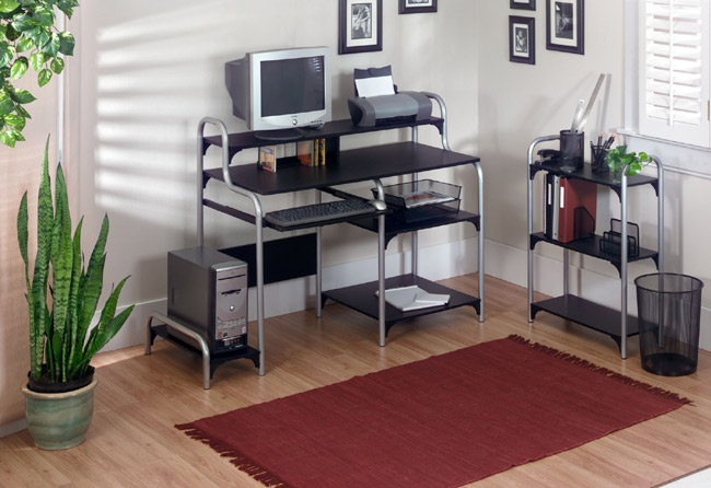 Desks - Ameriwood 15096 Metal Desk With Bookcase