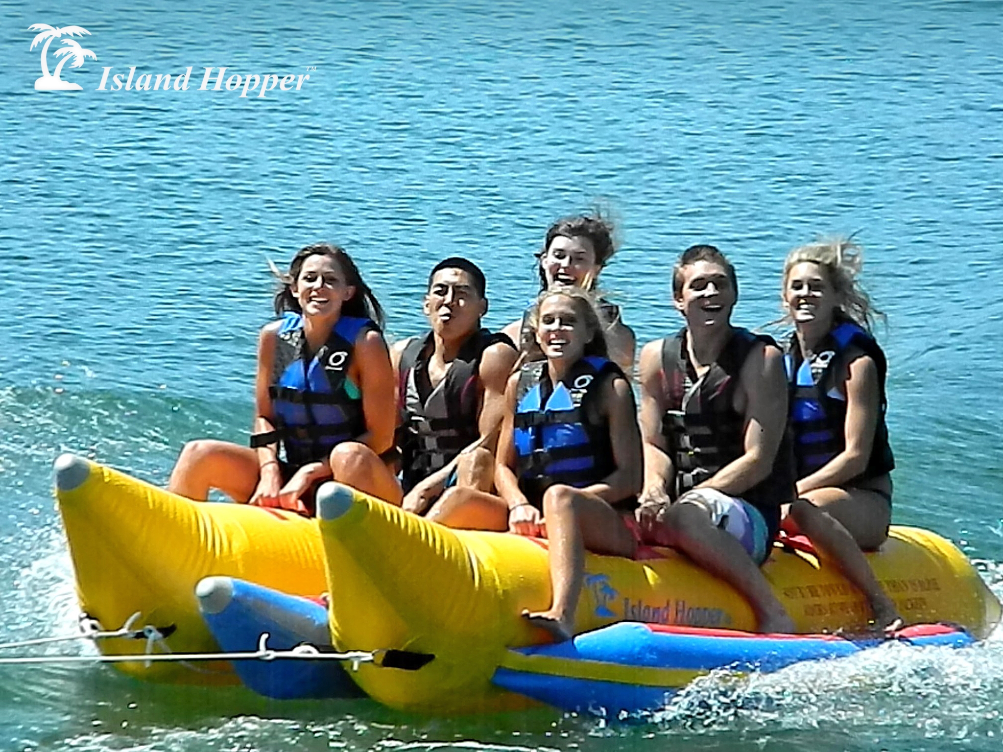 Aqua Sports PVC6SBS 6 Passenger 13 Feet SidetoSide seating Island Hopper Commercial Banana Water Sled