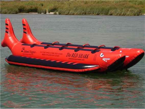 Aqua Sports RSPVC10 10 Passenger 17 Feet SidetoSide Seating RED SHARK Banana Style Water Sled