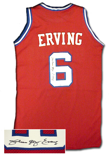 Superstar Greetings Julius Dr. J Erving Signed Authentic Philadelphia 76Ers Red Jersey JE-AJR