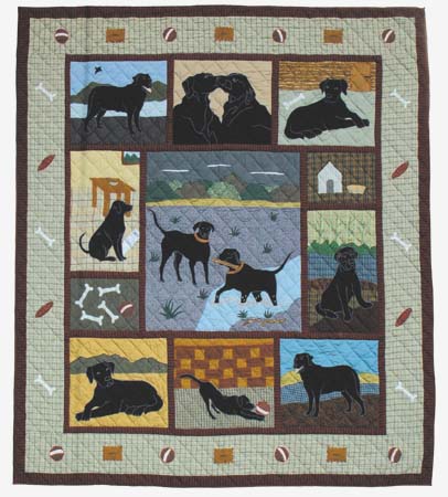 Twin Bed - Patch Quilts Quilt Twin Black Lab QTBLAB