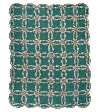 Patch Quilts Quilt Twin Green Double Wedding Ring QTGDWR
