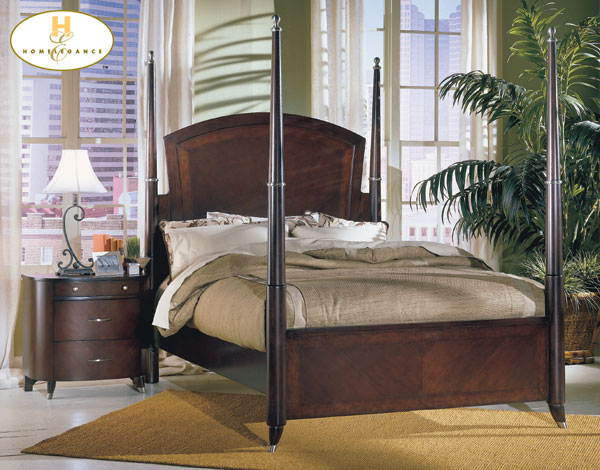 Modern Beds - Home Elegance European Modern Poster Eastern King Bed Espresso Finish 565KB-1EK