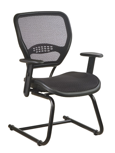 Air Chair - Office Star SPACE 5565 Air Grid Back Visitors Chair With Mesh Seat Fixed Angled Arms And Sled Base