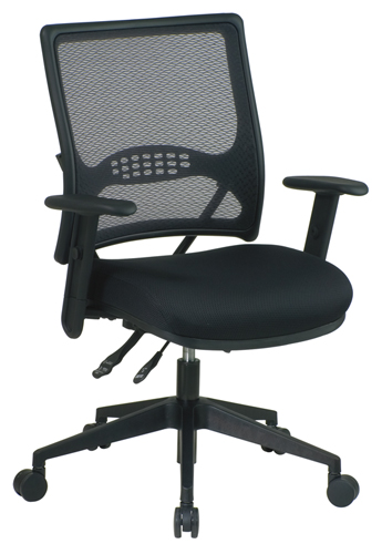 Air Chair - Office Star SPACE 6733 Air Grid Back And Mesh Seat Dual Function Managers Chair With Adj Padded Arms And Angled Base