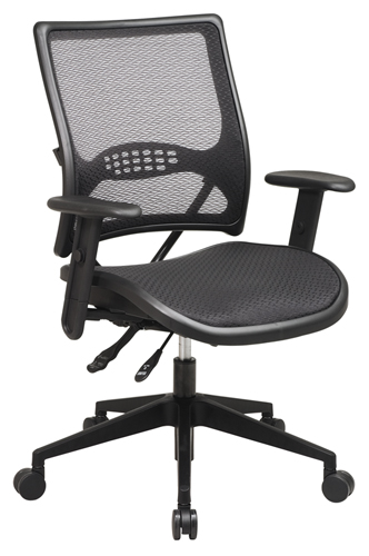 Air Chair - Office Star SPACE 6763 Air Grid Back And Seat Dual Function Managers Chair With Adj Padded Arms And Angled Nylon Base