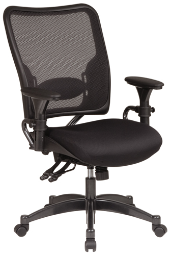 Air Chair - Office Star SPACE 6806 Air Grid Back With Mesh Seat Dual Action Managers Chair With Adj Padded Arms/Gunmetal Finish Base