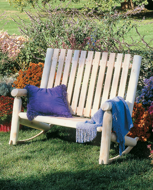 Cedar Outdoor Furniture - Rustic Natural Cedar DOUBLE HIGH BACK ROCKER SETTEE - 5B