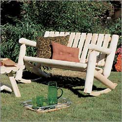 Outdoor Cedar Furniture - Rustic Natural Cedar DOUBLE ROCKER SETTEE - 6A