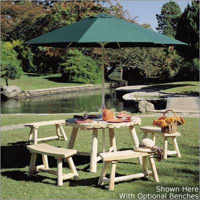 Outdoor Cedar Furniture - Rustic Natural Cedar ROUND UMBRELLA TABLE 48 Inch X 28 Inch - 13A