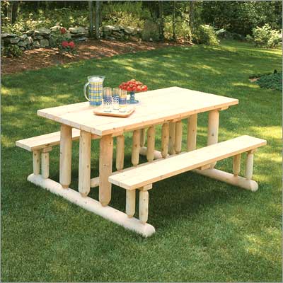 Outdoor Cedar Furniture - Rustic Natural Cedar PARK STYLE PICNIC TABLE - 21D