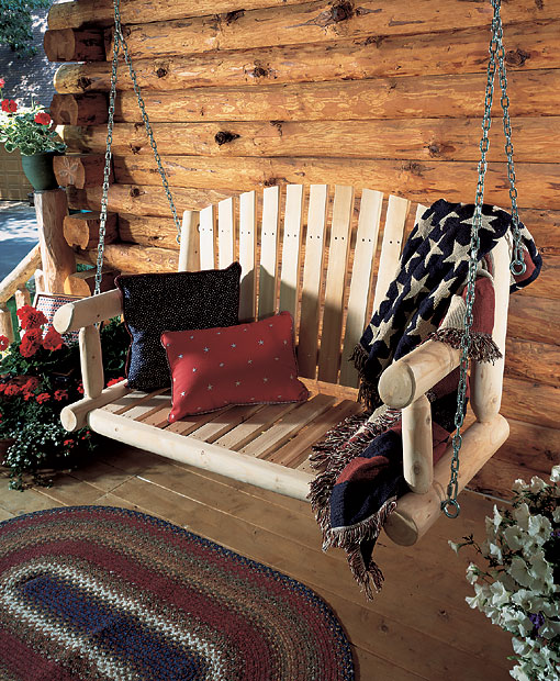 Rustic Natural Cedar PORCH SWING WITH CHAIN KIT  26C