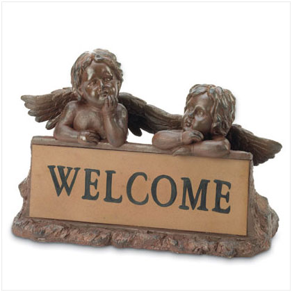 SWM 37305 13 L x 5 W x 9 H Cherub Welcome Marker  Resin/Tin