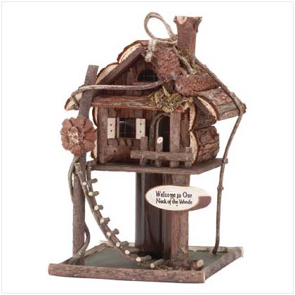 SWM 32190 7 1/2 L x 7 3/4 W x 12 H Treehouse Birdhouse  Wood