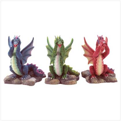 SWM 33915 3 Piece See Hear Speak No Evil Dragon Figurines Figures