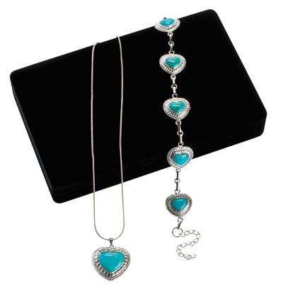 Turquoise and Sterling Silver Necklace and Bracelet Set