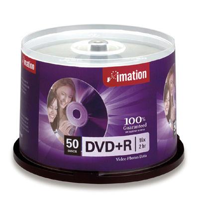 Imation 17343 DVDplusR Recordable Discs on Spindle 4.7GB Silver 50/Pack