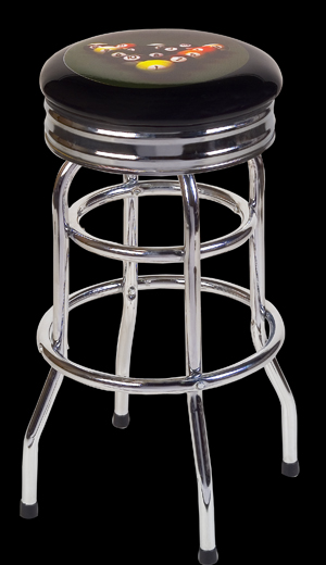 OTEM Barstool w 2 Foot Rings - Chrome Seat Ring w Swivel Pool OTEM 801012