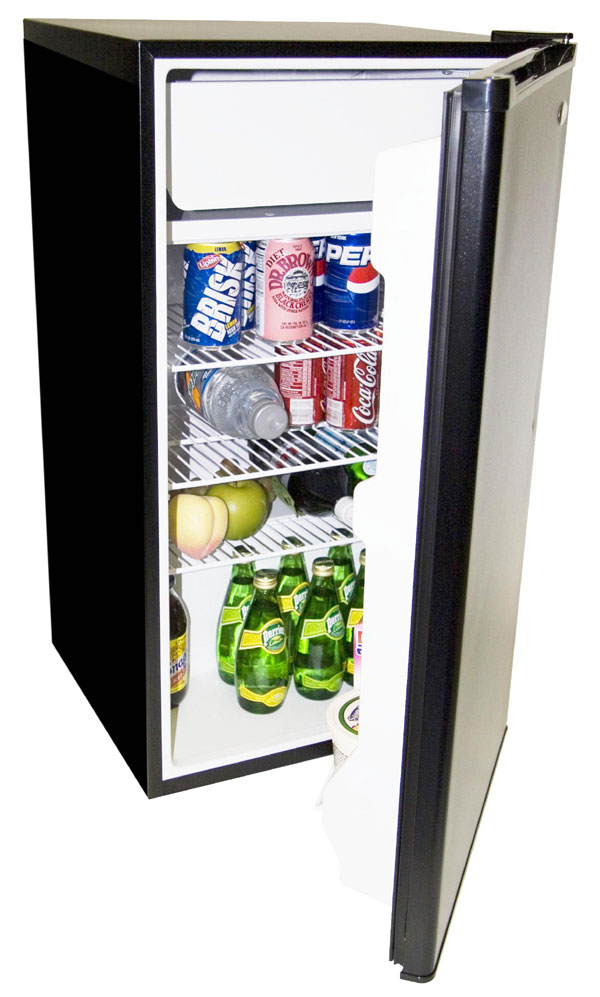 Haier HSA04WNCBPG 3.9 cu. Ft. refrigerator freezer silver door black cabinet Compact Refrigerator