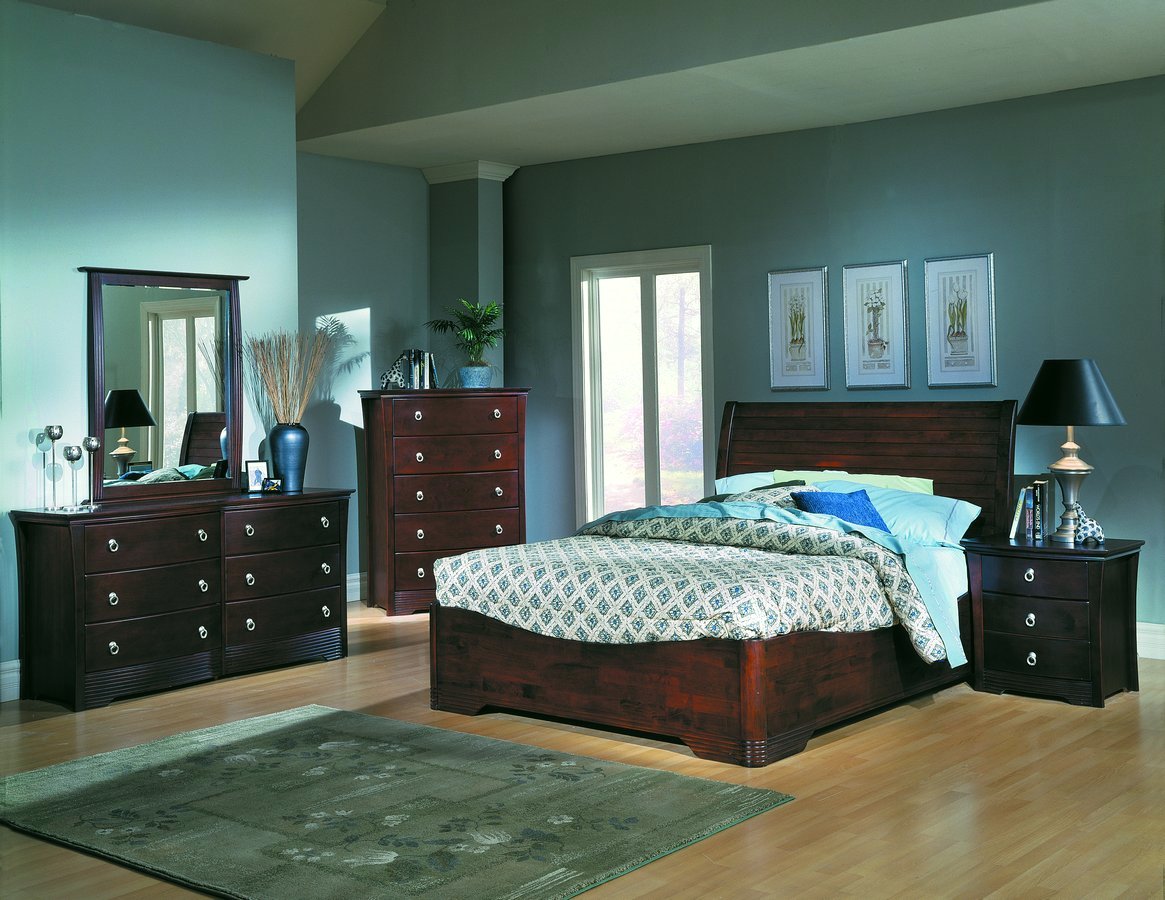 Beds - Home Elegance Traditional Sleigh King Bed Low Footboard Black Cherry Finish 578LPK-1CK