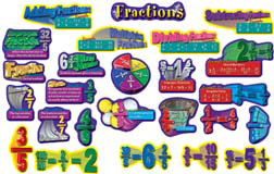 CARSON DELLOSA CD-410021 FRACTIONS PUNCH-OUTS BULLETIN BOARD SETS - MATH 4-8+