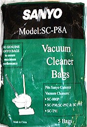 SANYO SC-P8A Canister Vacuum Bags For SC800P (5 Bags Per Pack)