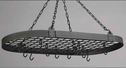36 X 18 Graphite Oval Pot Rack With 12 Hooks