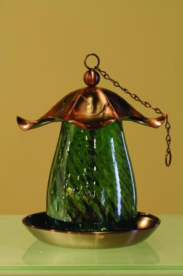 Creative Motion 11345-3 Copper Oval Glass Bird Feeder