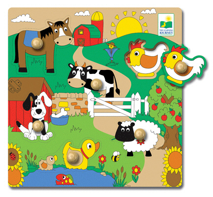 Farm Toys - LEARNING JOURNEY LJ-574690 LISTEN And LEARN ELECTRONIC WOODEN PU ZZLE FARM ANIMALS