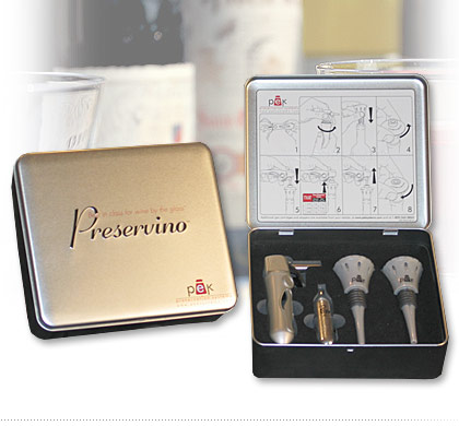 PEK PPV1 Preservino 

Portable Wine Preserver Gift Set - (Brushed Metal Box)