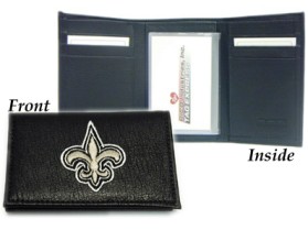 New Orleans Saints Embroidered Leather Tri-Fold Wallet