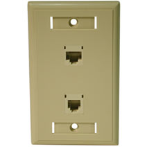 Cables To Go 27419 CAT 5E RJ45 WITH CAT3 RJ12 CONFIGURED WALL PLATE - IVORY