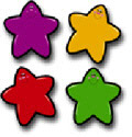 CARSON DELLOSA CD-5558 COLORFUL CUT-OUTS STARS ASST.-36/PK ASSORTED DESIGNS