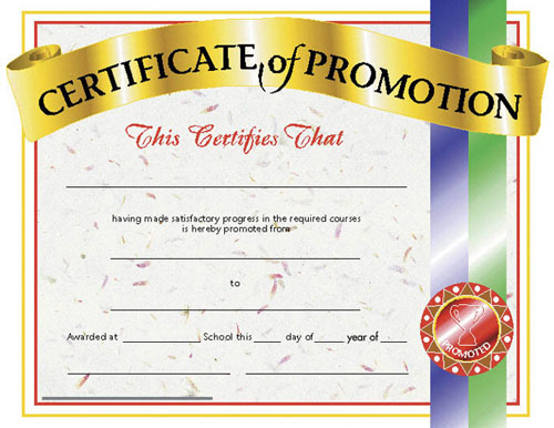 School Publishing H-va509 Certificates Of Promotion-36/pk 8-1/2 X 11