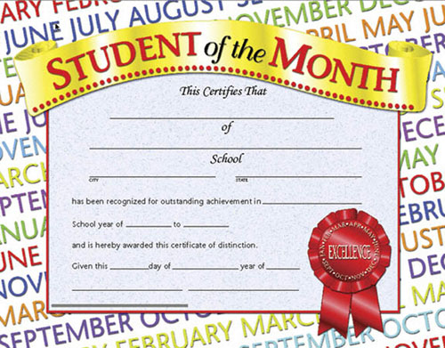 School Publishing H-va628 Certificates Student Of The Month-36/pk 8-1/2 X 11 Inkjet/laser