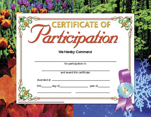 School Publishing H-va633 Certificates Of Participation-36/pk 8-1/2 X 11 Inkjet/laser