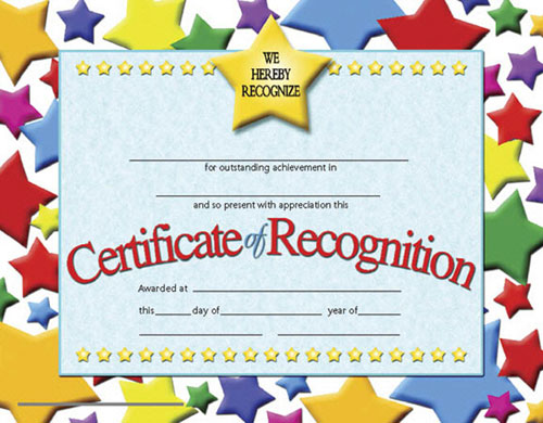 School Publishing H-va637 Certificates Of Recognition-36/pk 8-1/2 X 11 Inkjet/laser