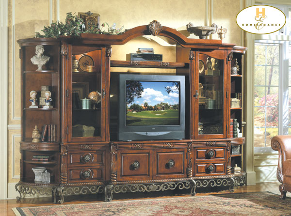 Entertainment Center Wall Units - Home Elegance 8290-42 Barcelona Entertainment Center Wall Unit