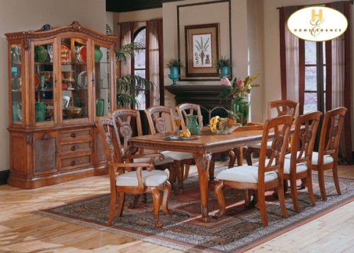 Dining Room Tables - Home Elegance 560-102 Classic Oak Dining Room Table-no Glass