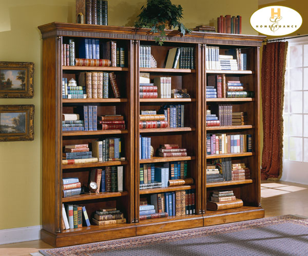 Cherry Bookcase - Home Elegance 957-12C Center Unit Bookcase In Cherry Finish