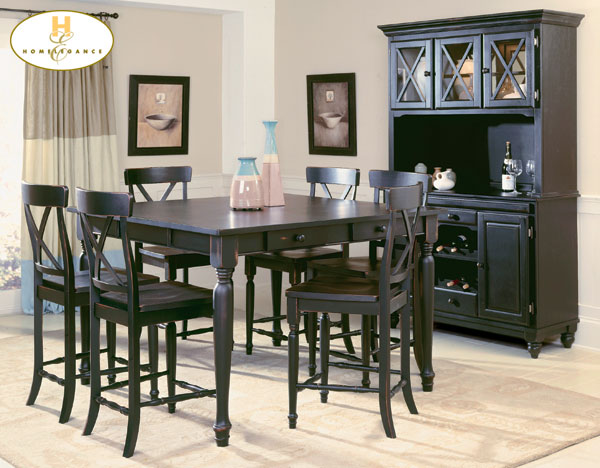 Counter Height Dining Tables - Home Elegance 715-36 Black Rub-Through Counter Height Dining Table
