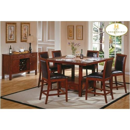 36 Dining Tables - Home Elegance 711-36 Deep Brown Cherry Counter Height Dining Table