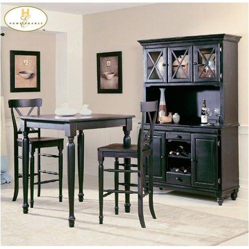 China Cabinets - Home Elegance 715-50 Black Sand-Through China Cabinet