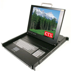 CTX LDS320D Rackmount LCD Console Drawer 1 Computer s 17 Inch Active Matrix TFT Color LCD 1 x mini-DIN PS-2 Keyboard, 1 x mini-DIN PS-2 Mouse, 1 x D-Sub HD-15
