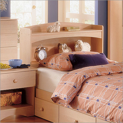 Bookcase Headboards - MFI Nexera 5614 Natural Maple 37 Inch H Bookcase Headboard
