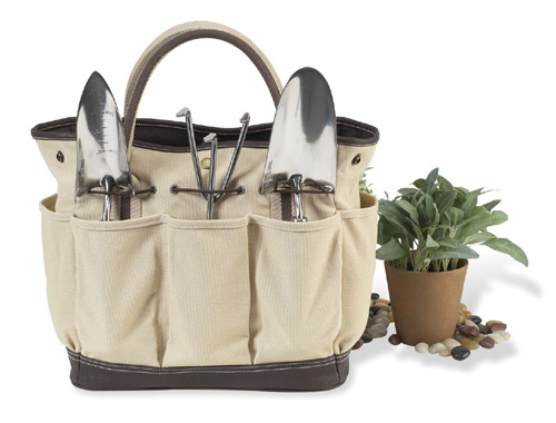 Picnic at Ascot 341WK Weekender Multi Pocket Garden Tote -3 pc Tools Cream Chocolate Brown