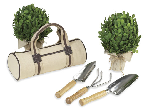 Picnic at Ascot 370WK Small Garden Tool Tote- 3 pc Tools Cream Chocolate Brown